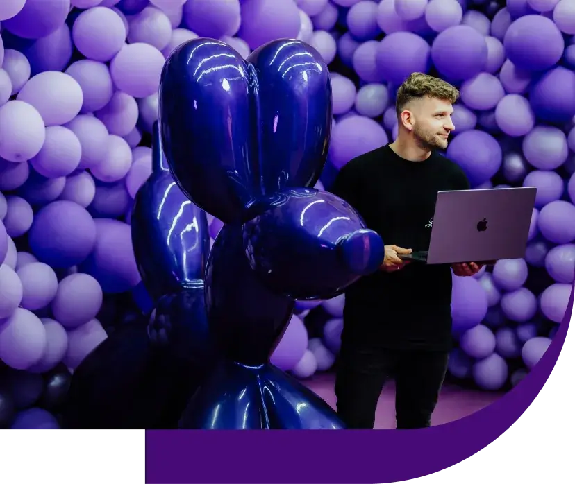 PM - purple background